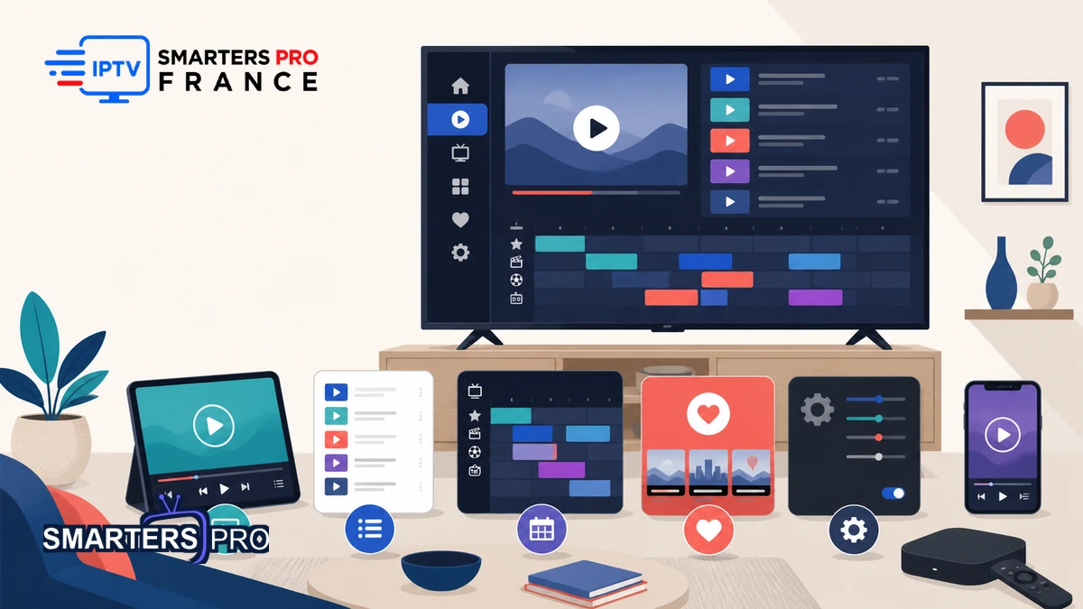 Alternative gratuite IPTV Smarters avec cinq lecteurs multimédias sur télévision et appareils connectés