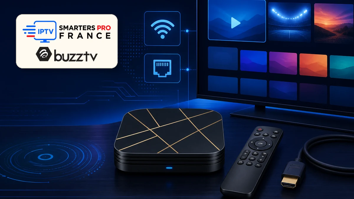 Boîtier BuzzTV XR4500 avec sa télécommande BT-100