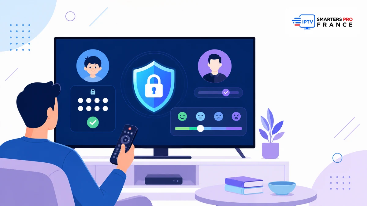 Contrôle parental IPTV avec code PIN, profils et télévision sécurisée