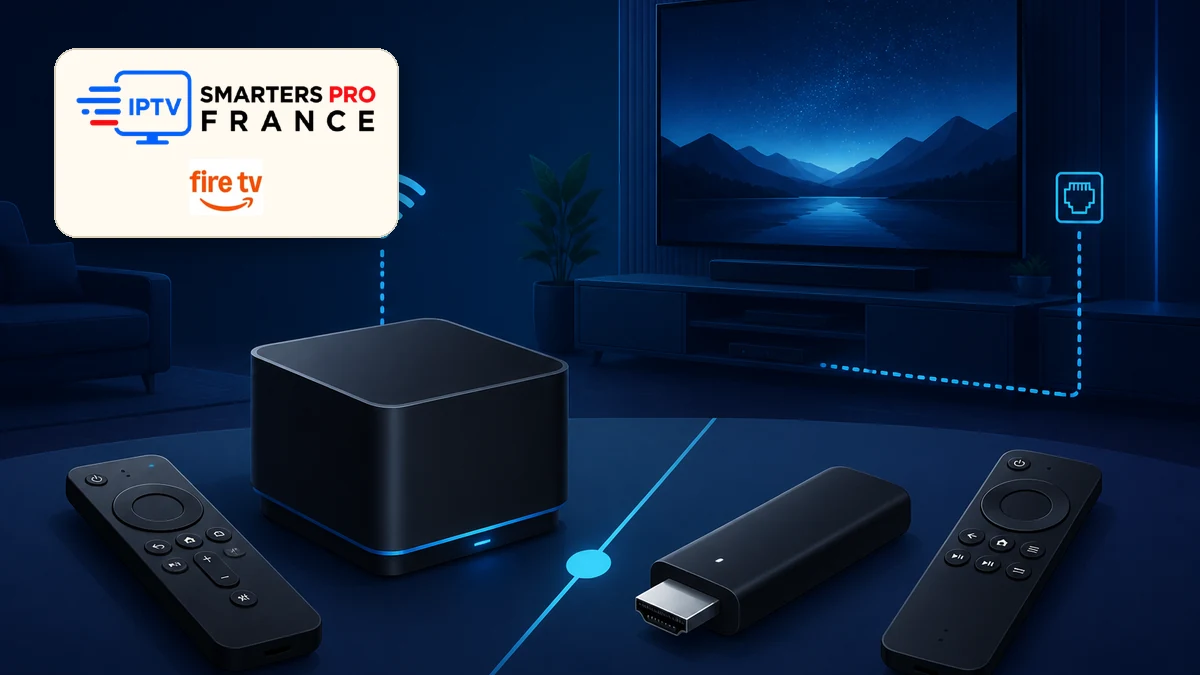 Fire TV Cube et Fire TV Stick 4K Max côte à côte pour IPTV Smarters Pro