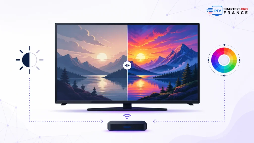 HDR10 vs Dolby Vision IPTV avec comparaison de contraste et couleurs sur télévision 4K
