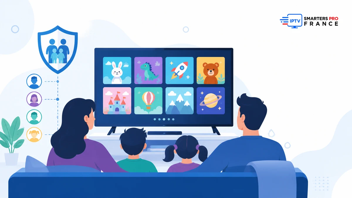IPTV famille enfants avec profils, télévision et protection parentale