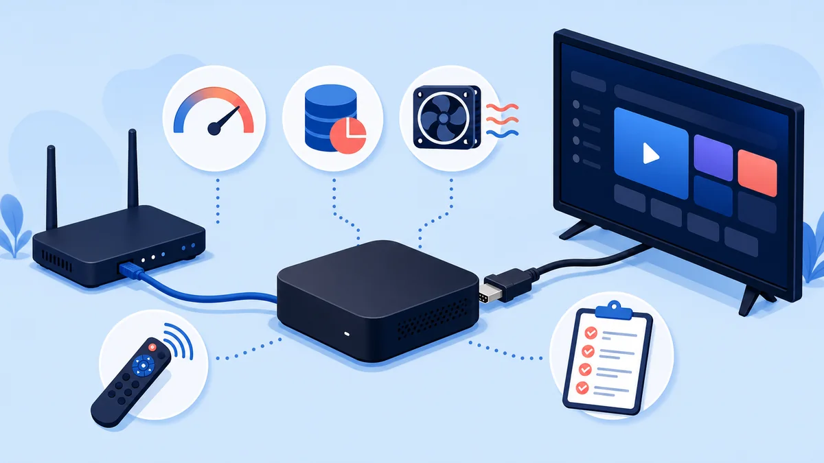 Test réseau, stockage, température et télécommande d’un boîtier IPTV