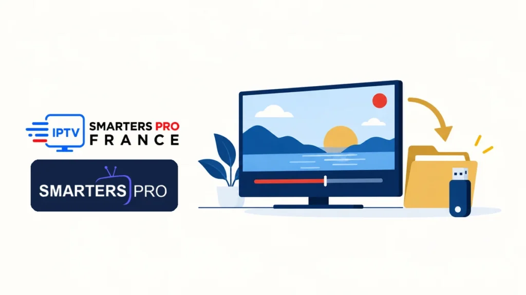 Enregistrer IPTV Smarters Pro : télévision et stockage USB avec logos complets et lisibles